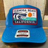 Hermosa Beach THE PERFECT WAVE High Crown Trucker Hat - Turquoise Blue