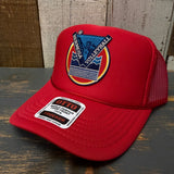 Hermosa Beach LET'S GET SERVED :: BEACH VOLLEYBALL High Crown Trucker Hat - Red