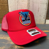 Hermosa Beach LET'S GET SERVED :: BEACH VOLLEYBALL High Crown Trucker Hat - Red