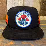 CALIFORNIA POPPY Side Stripe Snapback Trucker Hat - Black