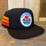 CALIFORNIA POPPY Side Stripe Snapback Trucker Hat - Black