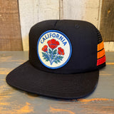 CALIFORNIA POPPY Side Stripe Snapback Trucker Hat - Black