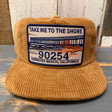 Hermosa Beach TAKE ME TO THE SHORE 90254 Corduroy Hat - Khaki Brown