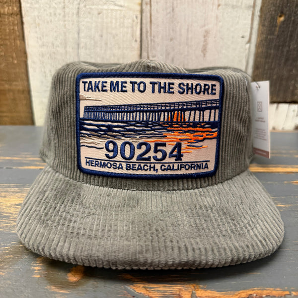 Hermosa Beach TAKE ME TO THE SHORE 90254 Corduroy Hat - Olive Green