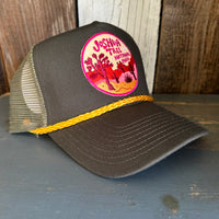 JOSHUA TREE NATIONAL PARK 5 panel Mesh Trucker, Rope cap - Loden/Gold Braid
