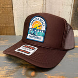 Hermosa Beach 1 to 3 FEET HIGH & RISING High Crown Trucker Hat - Brown