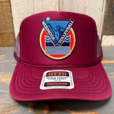 Hermosa Beach LET'S GET SERVED :: BEACH VOLLEYBALL High Crown Trucker Hat - Burgundy Maroon