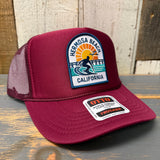 Hermosa Beach 1 to 3 FEET HIGH & RISING High Crown Trucker Hat - Burgundy Maroon