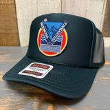 Hermosa Beach LET'S GET SERVED :: BEACH VOLLEYBALL High Crown Trucker Hat - Dark Green