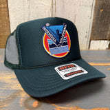 Hermosa Beach LET'S GET SERVED :: BEACH VOLLEYBALL High Crown Trucker Hat - Dark Green