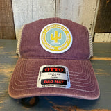 DESERT DWELLER 6 Panel Low Profile Trucker Hat - Maroon/Khaki