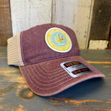 DESERT DWELLER 6 Panel Low Profile Trucker Hat - Maroon/Khaki