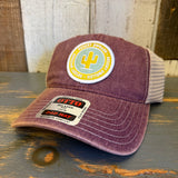 DESERT DWELLER 6 Panel Low Profile Trucker Hat - Maroon/Khaki
