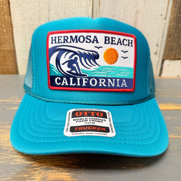 Hermosa Beach THE PERFECT WAVE High Crown Trucker Hat - Jade Green