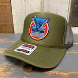 Hermosa Beach LET'S GET SERVED :: BEACH VOLLEYBALL High Crown Trucker Hat - Olive