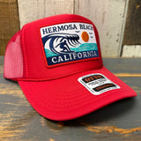 Hermosa Beach THE PERFECT WAVE High Crown Trucker Hat - Red