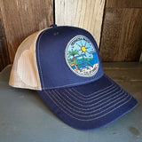 Hermosa Beach SHOREFRONT - 6 Panel Structured Poly/Cotton Front Mesh Back Trucker Hat - Navy/Khaki