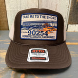 Hermosa Beach TAKE ME TO THE SHORE 90254 High Crown Trucker Hat - Khaki/Brown
