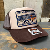 Hermosa Beach TAKE ME TO THE SHORE 90254 Trucker Hat - Brown/Khaki
