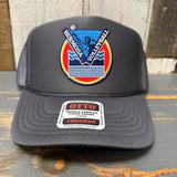 Hermosa Beach LET'S GET SERVED :: BEACH VOLLEYBALL High Crown Trucker Hat - Charcoal