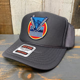 Hermosa Beach LET'S GET SERVED :: BEACH VOLLEYBALL High Crown Trucker Hat - Charcoal