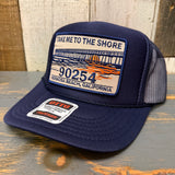 Hermosa Beach TAKE ME TO THE SHORE 90254 High Crown Trucker Hat - Navy