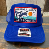 Hermosa Beach THE PERFECT WAVE High Crown Trucker Hat - Royal Blue