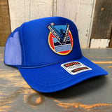 Hermosa Beach LET'S GET SERVED :: BEACH VOLLEYBALL High Crown Trucker Hat - Royal Blue