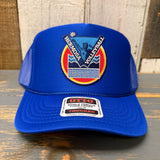 Hermosa Beach LET'S GET SERVED :: BEACH VOLLEYBALL High Crown Trucker Hat - Royal Blue