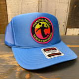 Hermosa Beach  THE MECCA OF BEACH VOLLEYBALL High Crown Trucker Hat - Col. Blue
