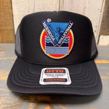 Hermosa Beach LET'S GET SERVED :: BEACH VOLLEYBALL High Crown Trucker Hat - Black
