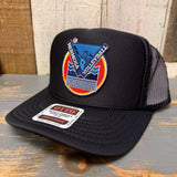 Hermosa Beach LET'S GET SERVED :: BEACH VOLLEYBALL High Crown Trucker Hat - Black