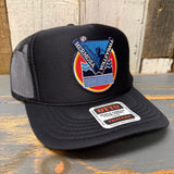 Hermosa Beach LET'S GET SERVED :: BEACH VOLLEYBALL High Crown Trucker Hat - Black