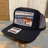 Hermosa Beach TAKE ME TO THE SHORE 90254 High Crown Trucker Hat - Black