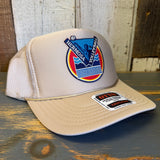 Hermosa Beach LET'S GET SERVED :: BEACH VOLLEYBALL High Crown Trucker Hat - Khaki