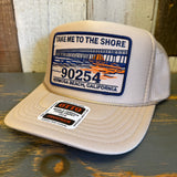 Hermosa Beach TAKE ME TO THE SHORE 90254 High Crown Trucker Hat - Khaki