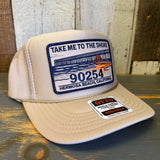 Hermosa Beach TAKE ME TO THE SHORE 90254 High Crown Trucker Hat - Khaki