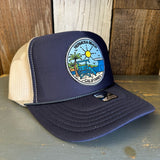 Hermosa Beach SHOREFRONT High Crown Trucker Hat (Navy/Khaki)