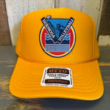 Hermosa Beach LET'S GET SERVED :: BEACH VOLLEYBALL High Crown Trucker Hat - Gold