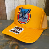 Hermosa Beach LET'S GET SERVED :: BEACH VOLLEYBALL High Crown Trucker Hat - Gold