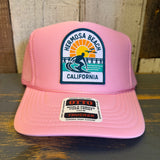 Hermosa Beach 1 to 3 FEET HIGH & RISING High Crown Trucker Hat - Pink