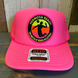 Hermosa Beach THE MECCA OF BEACH VOLLEYBALL Trucker Hat - Neon Pink