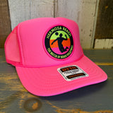 Hermosa Beach THE MECCA OF BEACH VOLLEYBALL Trucker Hat - Neon Pink