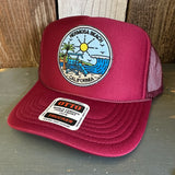 Hermosa Beach SHOREFRONT High Crown Trucker Hat - Burgundy Maroon