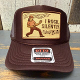 I ROCK, SILENTLY High Crown Trucker Hat - Brown