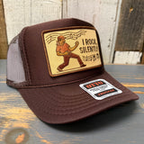 I ROCK, SILENTLY High Crown Trucker Hat - Brown