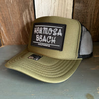 Hermosa Beach ROPER High Crown Trucker Hat - Olive/Black (Curved Brim)