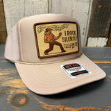 I ROCK, SILENTLY High Crown Trucker Hat - Khaki
