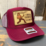 I ROCK, SILENTLY High Crown Trucker Hat - Burgundy Maroon