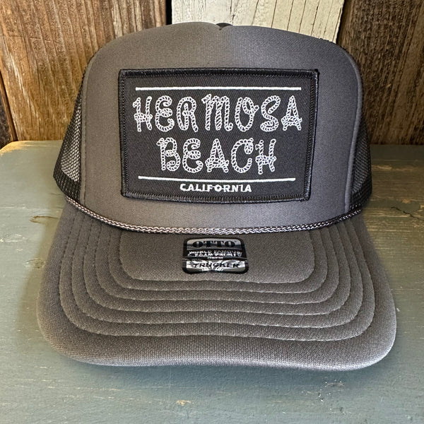 Hermosa Beach ROPER High Crown Trucker Hat - Charcoal/Black (Curved Brim)